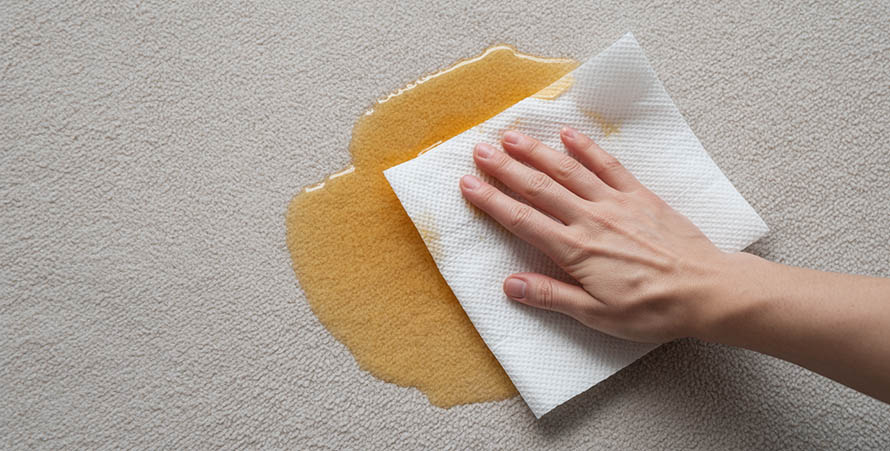 Почистване на петна от килим със салфетка